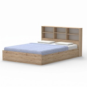 Cadre de lit plateforme Queen moderne 2255 avec étagères de rangement multi-compartiments intégrées à la tête de lit, mobilier de chambre robuste - Product Image 3