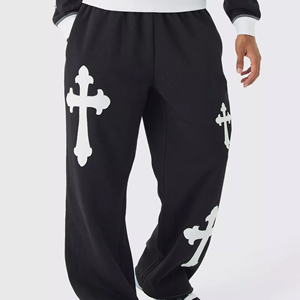 Premium Lightweight 100% Cotton Printed Hoodie Pants Stylish Streetwear Design Solid Color Breathable Customizable Printing - Product Image 3