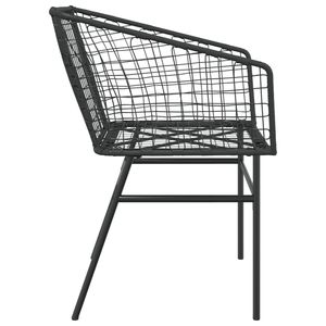 Chaise de jardin en acier enduit de poudre durable en rotin PE noir - Product Image 6