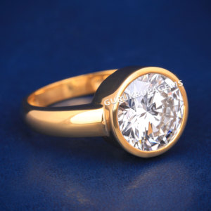 Anillo solitario único con diamante de corte redondo, chapado en oro, plata de ley 925, diamante moissanita, anillo de aspecto premium, anillo de la mejor calidad. - Product Image 5