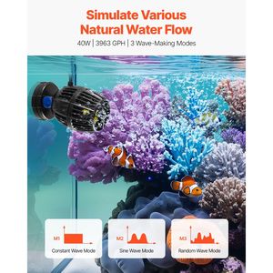 Pompa per Acquario Silenziosa e Potente da 40W, Generatore di Onde DC, Pompa di Circolazione Regolabile per Acquario, Controllore 3963 GPH, Pompe d'Aria - Product Image 2
