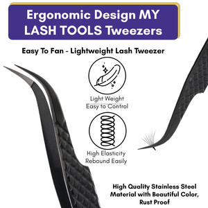Professional Fiber Tip Lash Tweezers Set 90° Eyelash Extension Tweezers Stainless Steel Volume Lash <b>Tool</b> - Product Image 5