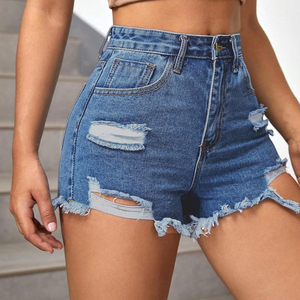 Shorts en jean pour femmes de haute qualité, dernier design, séchage rapide, en coton, longueur courte, taille mi-haute, légers - Product Image 3