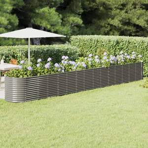 Macetas y jardineras grandes y resistentes de acero con recubrimiento en polvo gris para jardín elevado - Product Image 1