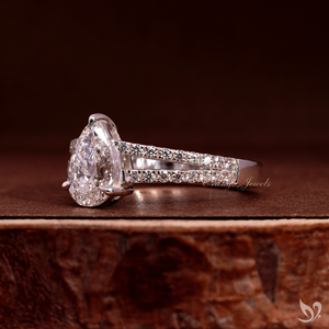 Teardrop 1CT Pear Lab Diamond <b>Ring</b> <b>Split</b> Band Pave Setting 10K White Gold IGI Certified Wedding Engagement <b>Ring</b> - Product Image 2