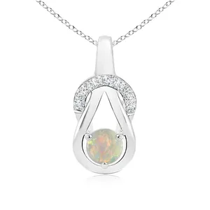 จี้รูปอินฟินิตี้ประดับโอปอลทรงกลมทอง 14K พร้อมเพชร ได้รับการรับรองจาก IGI งานแฮนด์เมด เครื่องประดับชั้นดี สร้อยคอจี้สวยงาม - Product Image 1