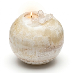White Marble Sphere Tea Light Holder with Crystal Accent Decoration <b>Cheap</b> Price Infant Keepsake Urn with Tea Light <b>Candle</b> Holder - Product Image 1