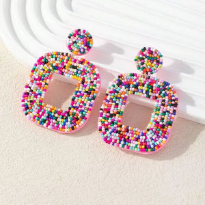 Pendientes de algodón rosa hechos a mano con múltiples cuentas, joyería personalizada para mujer al mejor precio, pendientes con cuentas - Product Image 1