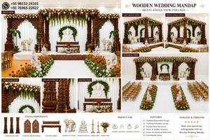Elegante Mandap de Interior Inspirado en Bodas Tamaleñas, Lujoso Mandapam Kalyana del Sur de la India con Pilares Intrincadamente Tallados a Mano - Product Image 6