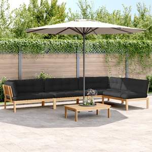 Conjunto de Sofá Modular Grande de Madera de Acacia Negra y Marrón para Jardín con Excelente Durabilidad, Incluye Cojines de Poliéster - Product Image 1