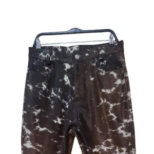 Pantalon en cuir vintage exclusif pour homme, style western, avec fourrure, coupe ajustée, vêtement de mode haut de gamme pour homme - Product Image 2