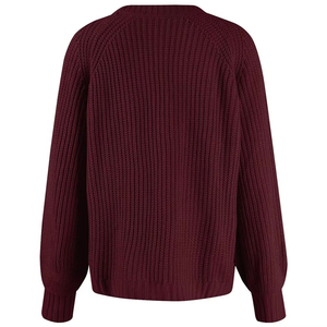 Women's Burgundy Knitted Cardigan V-Neck Full Sleeve Button Front Casual Autumn Wear 100% Acrylic Solid Color - Product Image 3