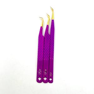 แหนบต่อขนตา ASB Professional สีม่วง สแตนเลสสตีล ปลายแหลมแม่นยำ รับทำโลโก้ ดีไซน์รูปดาว - Product Image 2