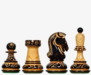 Pièces d'échecs vintage style Dubrovnik 1950, roi de 3,7 cm, finition brûlée et bois de buis, au meilleur prix - Product Image 4