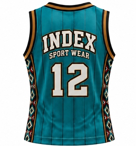 Camiseta de Baloncesto para Hombre INDEX, Color Verde Azulado, Cuello en V, Sin Mangas, Número 12, Malla Transpirable, Ropa Deportiva Sublimada - Product Image 2