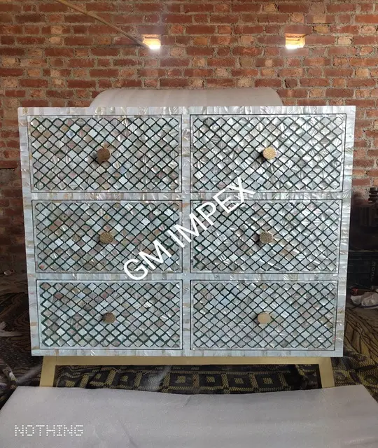 Mother of Pearl Inlay Antique Design Chest Cabinet 7 Drawer Living Room Furniture Storage Cabinet Dresser At Cheap Price