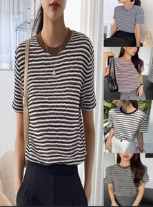 Camiseta Básica de Manga Corta con Cuello Redondo para Mujer, Ropa Casual de Moda para el Día a Día - Product Image 4