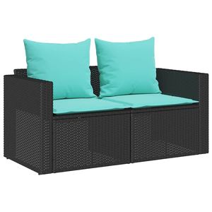 Set di divani da giardino impilabili in polyrattan nero da 5 pezzi con cuscini - Product Image 5