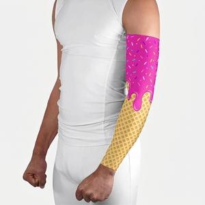 T-shirt sportif pour homme à manches longues en polyester, imprimé numérique motif cornet de crème glacée, toutes saisons, personnalisable - Product Image 3
