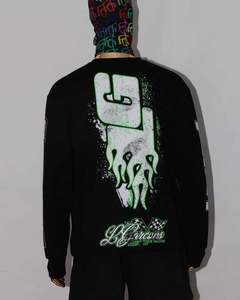 T-shirt en coton surdimensionné délavé à l'acide personnalisé OEM pour hommes, à manches longues double couche, imprimé sérigraphié, livraison rapide - Product Image 1