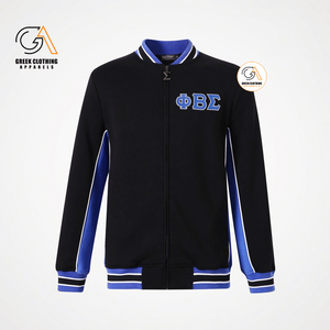 Sudadera Universitaria de Satén con Diseño Personalizado de la Organización Griega Phi Beta Sigma |   Letras Griegas Bordadas en Azul y Blanco, Estilo Preppy de Invierno para Hombre - Product Image 3