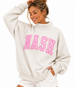 Custom Greek Sorority <b>Mock</b> Neck Sweatshirt Women TBSIGMA Chenille Embroidered Oversized Cotton Fleece Pullover - Product Image 4