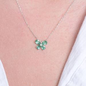 Collier papillon émeraude, pierre précieuse en forme de poire, émeraude certifiée, collier délicat, cadeau pour elle - Product Image 3