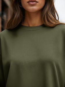 Camiseta de Manga Larga para Mujer, 100% Algodón, Cuello Redondo, Informal, Básica, con Logotipo Personalizado, Lisa, Blanca, a la Moda, OEM, ODM - Product Image 2