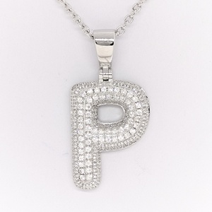 Rhodium Plated Zircon Letter Z Pendant <b>Necklace</b> Fashion Hip Hop Jewelry Unisex White Alloy <b>Initial</b> Charm - Product Image 5