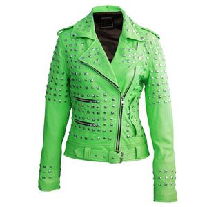 Chaqueta de Moto Acolchada de Cuero Genuino para Mujer, de Primera Calidad, Corte Ajustado, Cierre Frontal con Cremallera, Tejido de Pana Transpirable, Estilo Urbano - Product Image 5