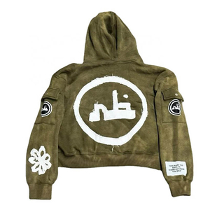 Prix de gros – Nouveaux sweats à capuche zippés pour hommes, style déchiré, avec logo personnalisé, en coton respirant – En vente - Product Image 5