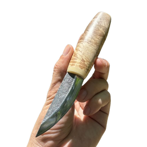 Yakut Outdoor Camping Survival Forging Knife Set with Wood Handle Tanto Blade Cowhide Manual <b>Small</b> Straight Knife - Product Image 5