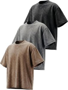 High Street Fashion <b>Box</b> Fit 260GSM Heavyweight Tee Blank Vintage Acid Wash Distressed Oversized Men <b>Drop</b> Shoulder Custom T Shirt - Product Image 1