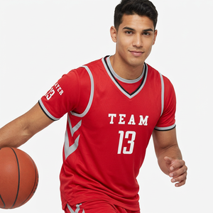 Maillot de basket rouge à col en V, sublimé, anti-humidité, unisexe, pour adulte, sans manches, pour équipe 13, joueur 13 - Product Image 4