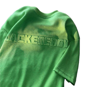 เสื้อยืดคอกลมโอเวอร์ไซส์สตรีทแวร์แบบยูนิเซ็กซ์ พิมพ์ลายโลโก้ 3 มิติ แบบนูน  สำหรับฤดูร้อน ขายส่ง ปรับแต่งได้ตามต้องการ - Product Image 4