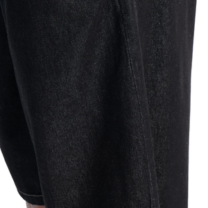 Shorts en jean tissé noir pour homme, coupe large, respirant, ample, en coton, longueur genou, style décontracté streetwear, mode estivale, vente en gros - Product Image 5