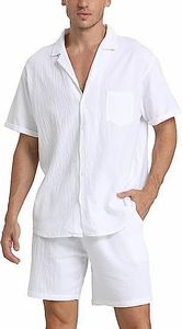 Men's Summer Casual 2-Piece <b>Knitted</b> 100% Cotton Short Sleeve Tracksuit <b>Set</b> - Product Image 5