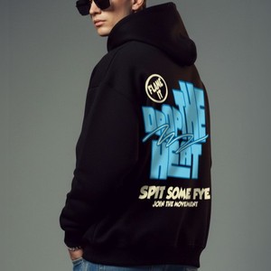 2026 Men's <b>Black</b> Hooded Sweatshirt Oversized Fit Cotton Knitted Casual Front Letter Print Pocket Design Autumn Streetwear <b>Hoodie</b> - Product Image 4