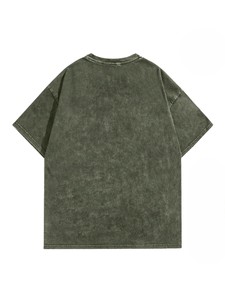 เสื้อยืดโอเวอร์ไซส์ผู้ชายสีเขียวมะกอกลายจุด แขนสั้น คอกลม สไตล์สตรีท ผ้าคอตตอนเจอร์ซีย์ พิมพ์ลายโลโก้ด้านหน้า - Product Image 6