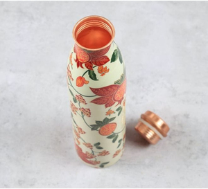 Bouteille d'eau en émail de cuivre finition brillante florale, collection cadeau, design bohème pour adultes - Product Image 4