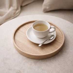 Round Wooden Serving <b>Tray</b> Minimalist Wood Coffee & Tea <b>Tray</b> For Home Decor Multipurpose Decorative <b>Tray</b> Housewarming Gift - Product Image 6