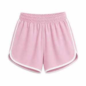 Pantalones Cortos Casuales Rosas para Hombre con Raya Lateral, Cintura Elástica, Transpirables, de Punto, Color Sólido, Estilo Deportivo - Product Image 1