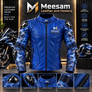 เสื้อแจ็คเก็ตหนังลายพรางสำหรับผู้ชาย แจ็คเก็ตขี่มอเตอร์ไซค์กันลม แขนยาว เสื้อคลุมสำหรับนักขี่มอเตอร์ไซค์ แจ็คเก็ตหนังวัวคุณภาพพรีเมียม - Product Image 5