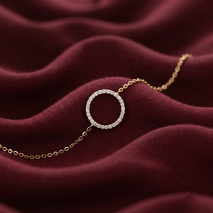 Bracelet minimaliste pour femme avec cercle de diamants, chaîne en or jaune naturel, diamants ronds brillants, certifié IGI, prix de gros - Product Image 2