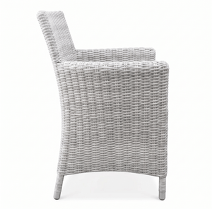 Fauteuil de salle à manger moderne empilable en rotin synthétique gris de luxe résistant aux intempéries pour jardin, terrasse, hôtel, complexe hôtelier - Product Image 4