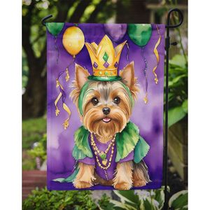 Yorkshire Terrier King Mardi Gras Bandera de jardín multicolor Buzón decorativo Patio Banner para camas de flores y obras de arte - Product Image 3