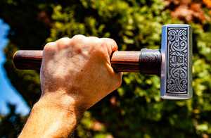 Custom OEM Steel Viking Hammer Handmade Carbon Steel with Hand Engraved Design Industrial Grade Multi-Purpose Wood Handle Hammer - Product Image 3