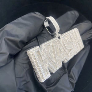 Pendentif Lettre KASH Plaqué Or 18K Alliage Cristal Strass Style Hiphop Bijou Homme Cadeau - Product Image 2