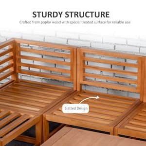 Set di Mobili da Giardino a 5 Posti a Forma di L in Legno con Telaio in Alluminio, Divano Sezionale da Esterno, Tavolino e Cuscini per Conversazioni all'Aperto - Product Image 6