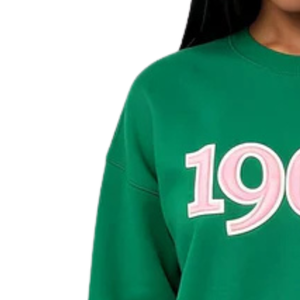 Green AKA 1908 Crewneck Sweatshirt Women's Premium Fleece Long Sleeve Casual Greek Sorority Pullover <b>Top</b> - Product Image 2